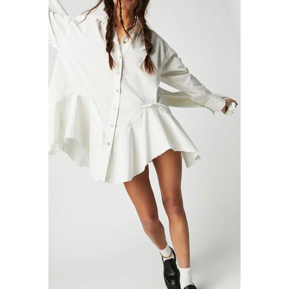 Free People Freya Poplin Button Up Shirt White Size XS - Picture 3 of 15